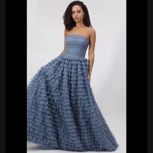 Say Yes To The Dress Prom Pageant Strapless Ruffled Ball Gown in Blue 3 4 S